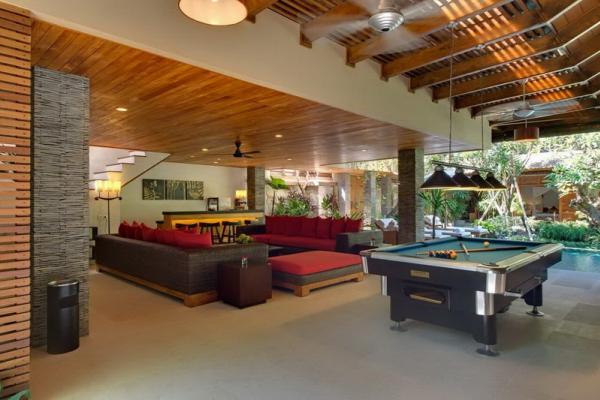 Open Air Living Area Near The Pool And Pool Table